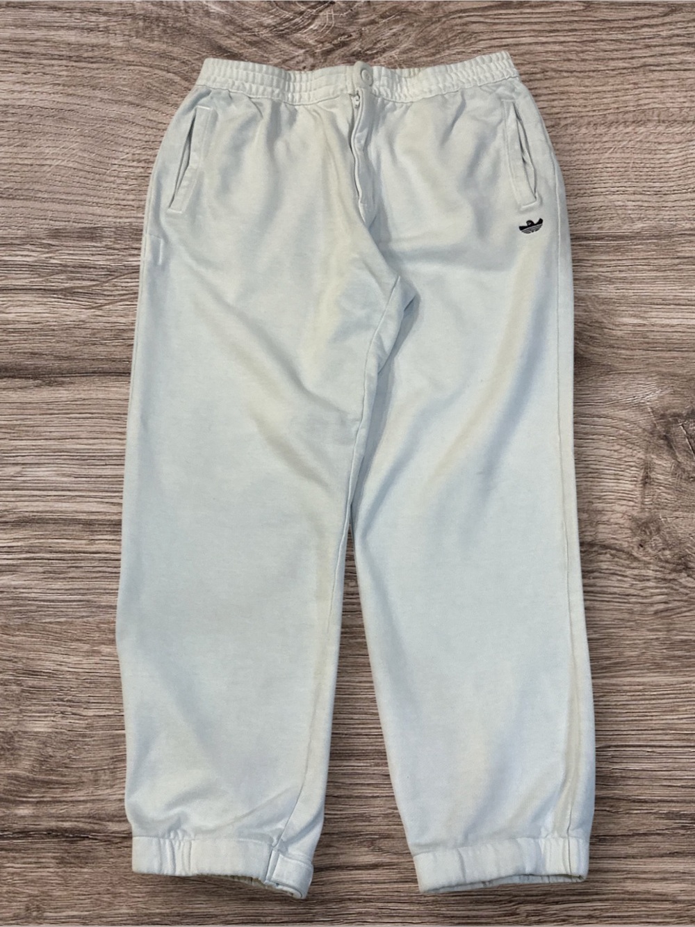 Adidas Men’s White Joggers, Front/back Pockets, Button Ankles Size Large